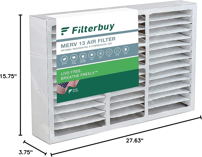Filterbuy 15.75x27.63x3.50 Air Filter MERV 13 Optimal Smoke & Allergy Defense - Image 10