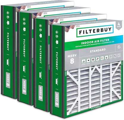 Filterbuy 20x20x5 Air Filter MERV 8 Essential Dust & Allergy Defense, by Filterbuy