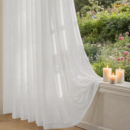 Non-See-Through Privacy White Sheer Curtains 96 inches Long 2 Panels by Unknown