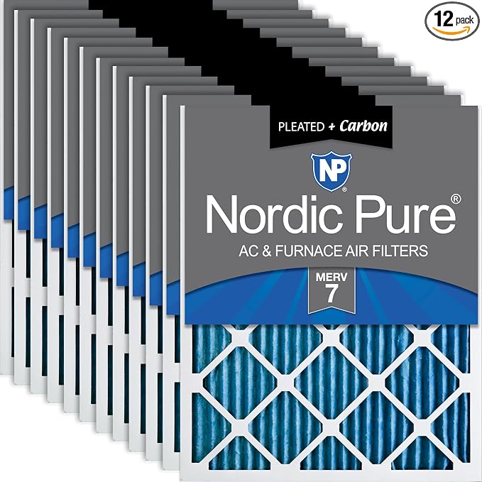 Nordic Pure 18x24x1 Pleated Air Filters MERV 7 Plus Carbon 12 Pack by NordicPure