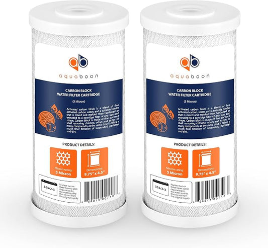 Aquaboon 5 Micron 10x4.5 Carbon Block Water Filters Whole House CTO Water by Aquaboon