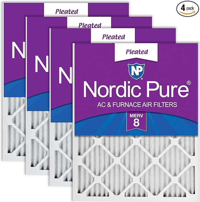 Nordic Pure 20x30x1 Pleated MERV 8 Air Filters 4 Pack by NordicPure