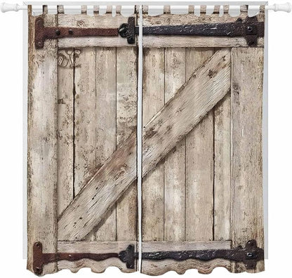 Farmhouse Wood Grain Living Room Curtains 96 Inch Length, Window Curtains Tab by Unknown