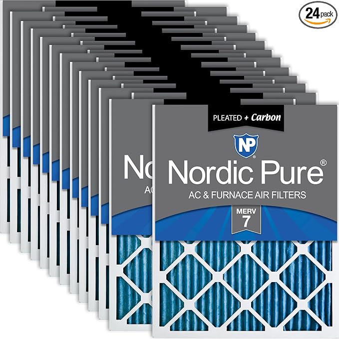 Nordic Pure 12x20x1 Pleated Air Filters MERV 7 Plus Carbon 24 Pack by NordicPure