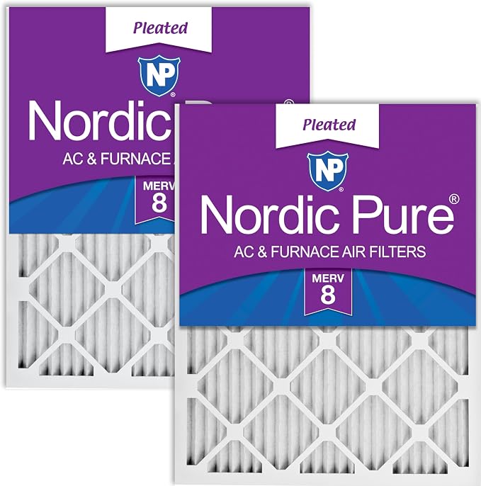Nordic Pure 16x25x1 Pleated MERV 8 Air Filters 2 Pack by NordicPure