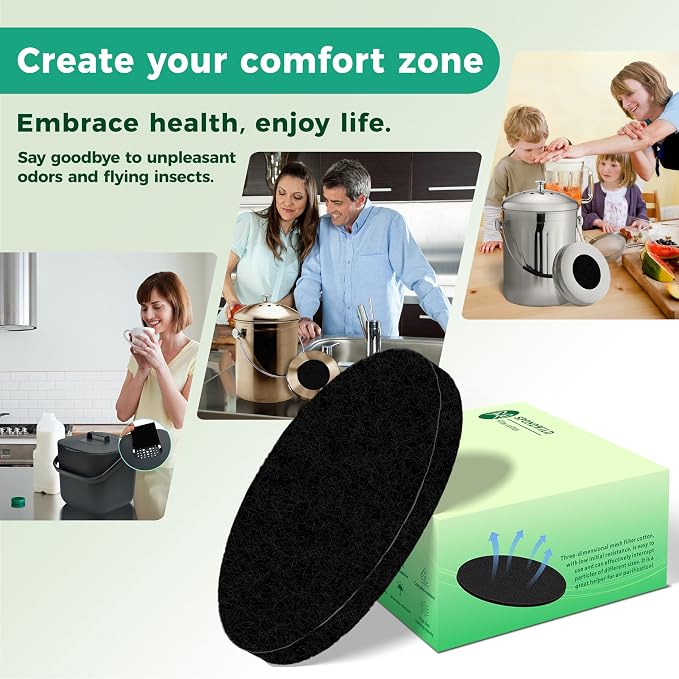 7 Pack 6.7 Inch Round Fiber Cotton Activated Charcoal Compost Filters - Image 7