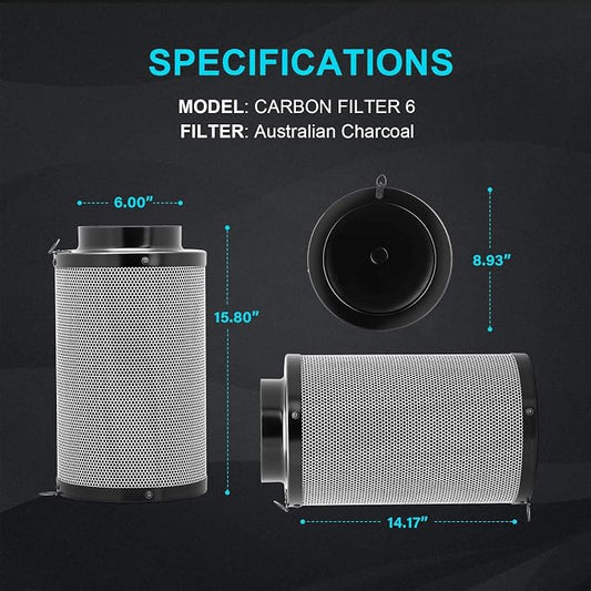 iPower 6 Inch Air Carbon Filter Odor Control - Image 2