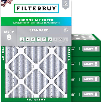 Filterbuy 20x25x4 Air Filter MERV 8 Essential Dust & Allergy Defense, by Filterbuy