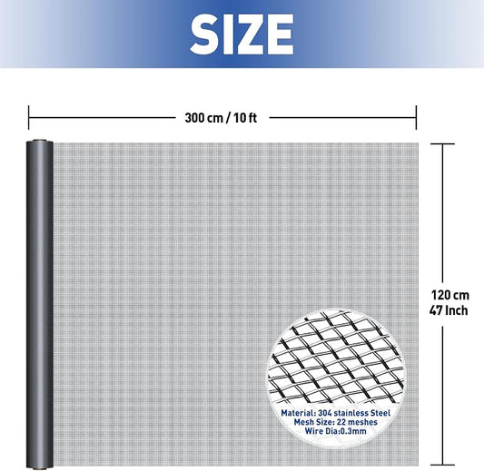 MAGZO 304 Stainless Steel Mesh Screen Roll 47in x 10ft - Image 2
