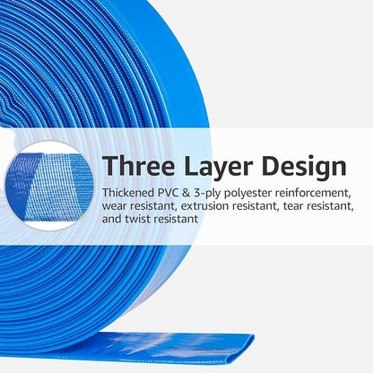 1.5" x 100 FT Pool Backwash Hose, Heavy Duty PVC Discharge Hose, Lay Flat - Image 2