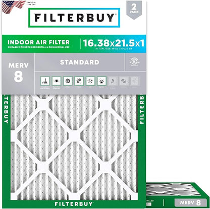 Filterbuy 16.38x21.5x1 Air Filter MERV 8 Essential Dust & Allergy Defense by Filterbuy
