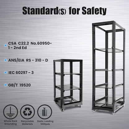 Raising Electronics Server Rack Open Frame Rack 4 Post 19 inch Adjustable - Image 6