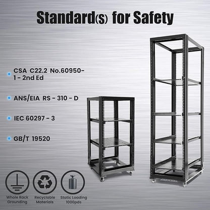 RAISING ELECTRONICS 27U 4 Post Open Frame Network Server Rack 19inch Width - Image 6