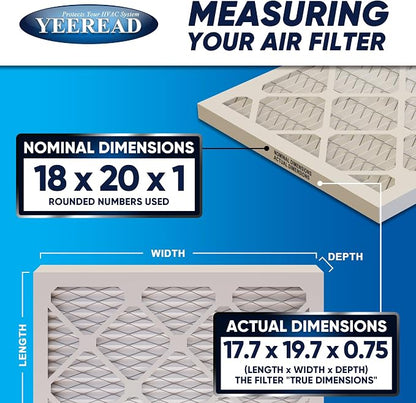 18x20x1 MERV 8 Air Filters 6-Pack, Actual Size 17.7" x 19.7" x 0.75" – - Image 2