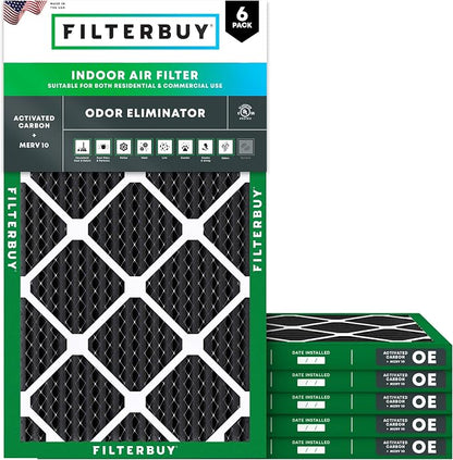 Filterbuy 12x25x1 Air Filter MERV 10 Odor & Allergy Defense by Filterbuy
