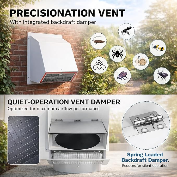 4 Inch Vent Covers for Wall, Galvanized Steel Dryer Vent Cover Outside - Image 3
