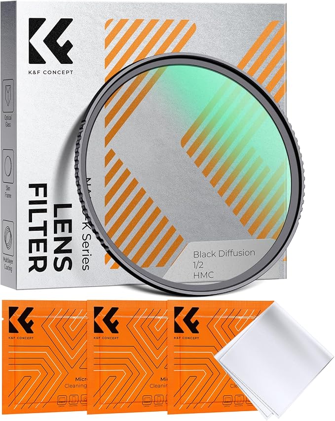 K&F CONCEPT 77mm Black Diffusion 1/2 Filter Mist Cinematic Effect Filter by KFCONCEPT