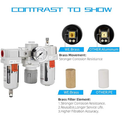 NANPU 1/2" NPT Air Filter, Regulator & Lubricator Combo - Image 6
