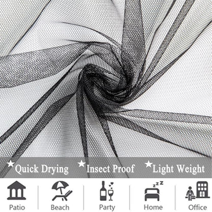 Extra Wide Outdoor Curtains Waterproof Black Voile Mesh Screen Lightweight - Image 7