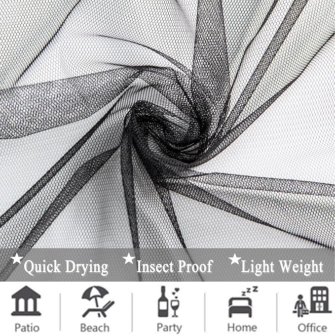 10 x 10 Outdoor Black Tulle Backdrop Curtains Waterproof Voile Sheer Screen - Image 7