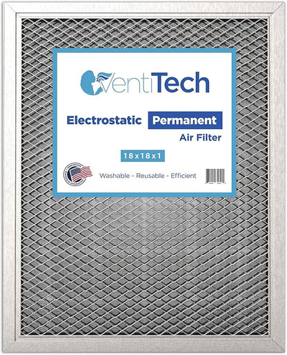 18x18x1 Washable Electrostatic Air Filter. Reusable HVAC & Furnace Air Filter by VentiTech