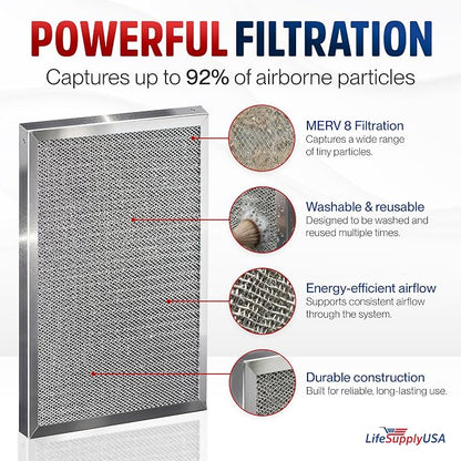 12x20x1 Electrostatic Air Filter, MERV 8, Reusable Furnace AC/HVAC Filter - Image 2