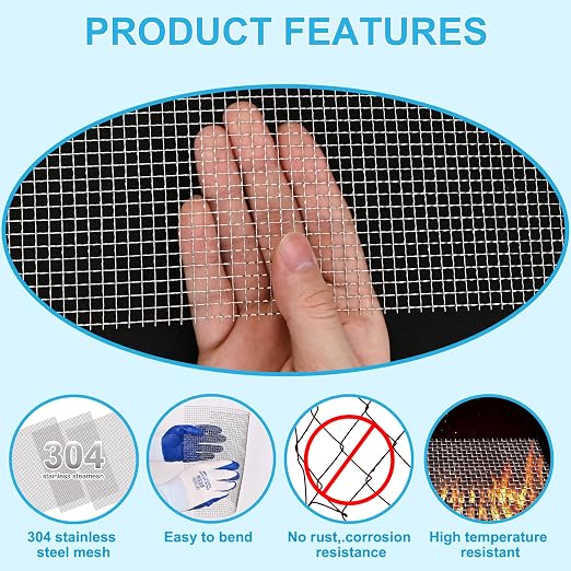 2 Pcs 13x9 5 Mesh 304 Stainless Steel Wire Mesh Sheet, Rustproof Metal Mesh - Image 6