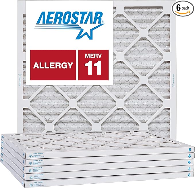 Aerostar 22x22x1 MERV 11, Pleated Air Filter, Box of 6, Made in the USA by AirFiltersDelivered