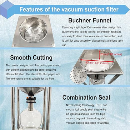 10L Vacuum Filtration System, Negative Pressure Suction Filter - Image 4