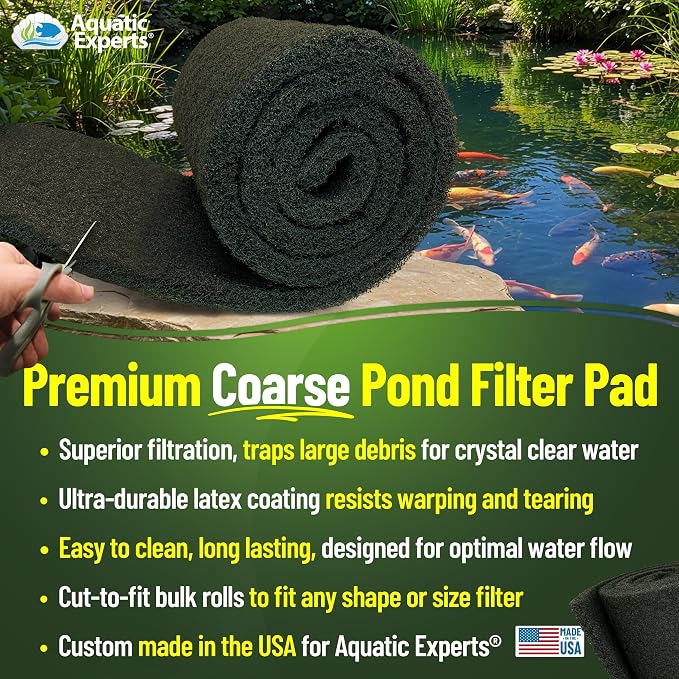 Aquatic Experts Classic Koi Pond Filter Pad COARSE – Black Bulk Roll Pond - Image 2