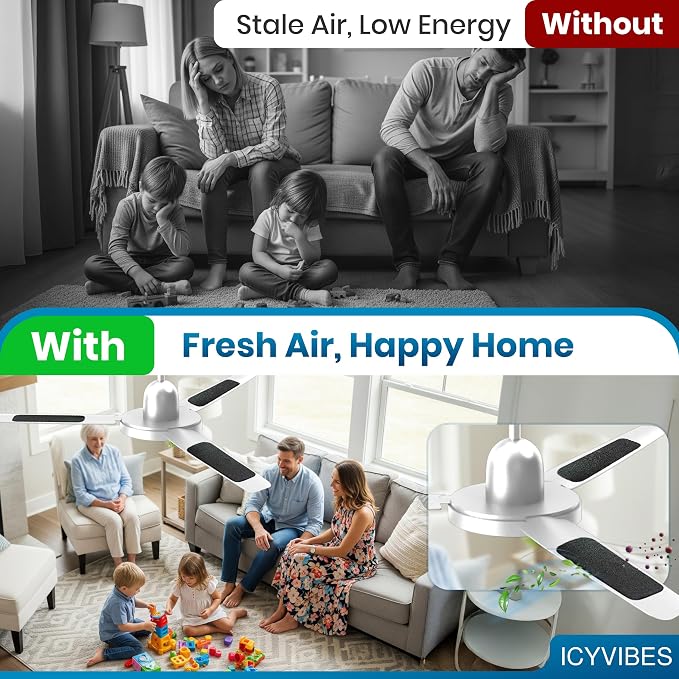 Premium Ceiling Fan Filters for Blades -10 PCS Activated Carbon Air Purifier - Image 2