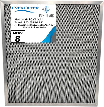20x21x1 Electro-static Air Filter AC Furnace Filter, Reusable & Washable by PurityAir
