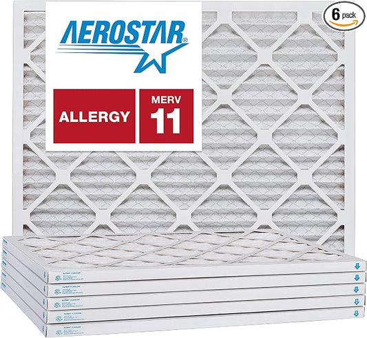 Aerostar 17x22x1 MERV 11, Pleated Air Filter, Box of 6, Made in the USA by AirFiltersDelivered