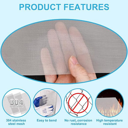 4 Pcs 13x9 40 Mesh 304 Stainless Steel Wire Mesh Sheet, Rustproof Metal Mesh - Image 5
