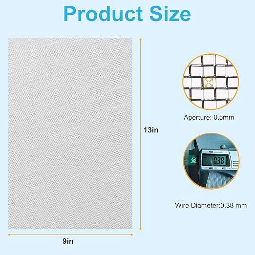 4 Pcs 13x9 40 Mesh 304 Stainless Steel Wire Mesh Sheet, Rustproof Metal Mesh - Image 6