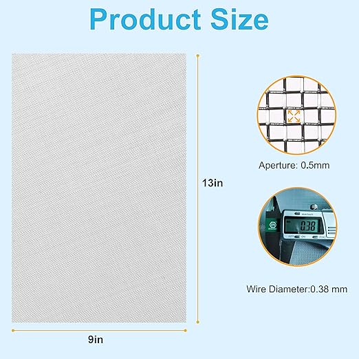 4 Pcs 13x9 40 Mesh 304 Stainless Steel Wire Mesh Sheet, Rustproof Metal Mesh - Image 3