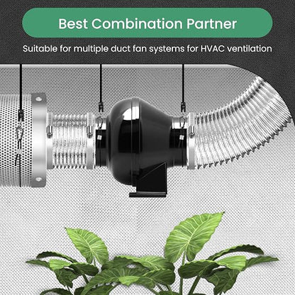 InfiniPower 4 Inch 195 CFM Inline Ventilation Fan 4" 8 Feet Aluminum Ducting - Image 6