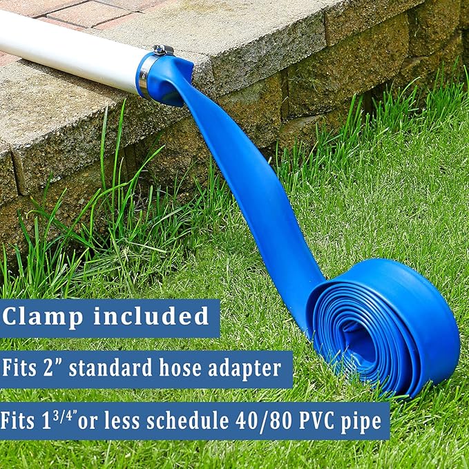 Pool Backwash Hose 2 inch × 25 ft Thicken Blue Water Discharge Pipe Lay Flat - Image 4
