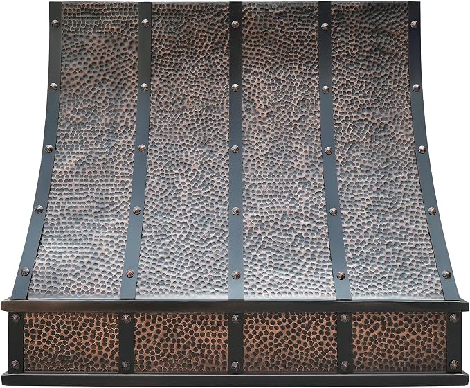 CT Copper Tailor Sloped Copper Vent Hood Island Mount, 1260 CFM Exhaust Fan by CTCopperTailor