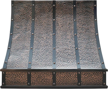 CT Copper Tailor Sloped Copper Vent Hood Island Mount, 1260 CFM Exhaust Fan by CTCopperTailor