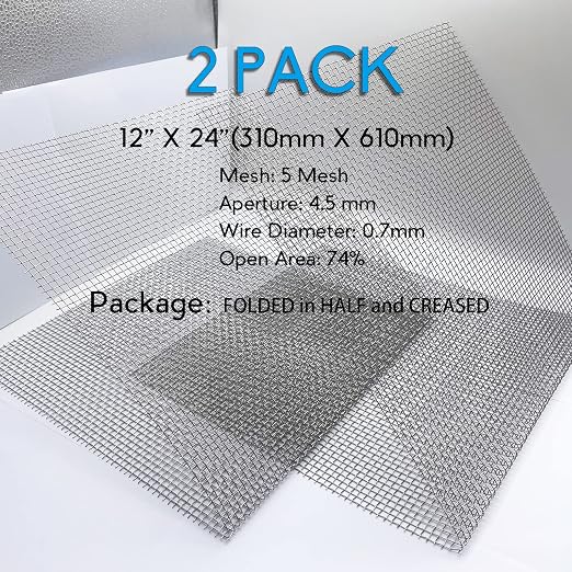 2PACK 304 Pretty Sturdy 12” X 24”, 5 Mesh Wire Mesh Screen, Stainless Screen - Image 2