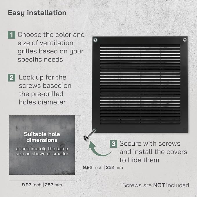 Vent Systems 10" x 10" Inch Plastic Black Soffit Vent Cover - Image 4