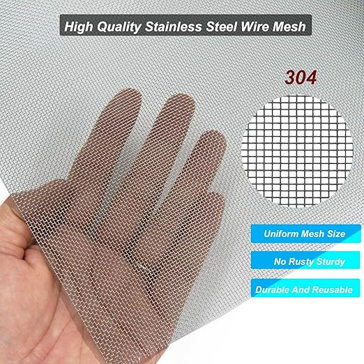 304 Stainless Steel Mesh 40Mesh, 15.7"x47.2" Metal Mesh Screen, Woven Fine Wire - Image 4