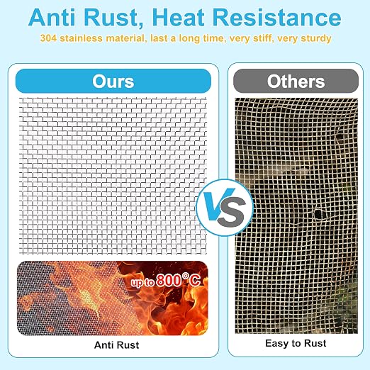 16 Pcs 13x9 20 Mesh 304 Stainless Steel Wire Mesh Sheet, Rustproof Metal Mesh - Image 6