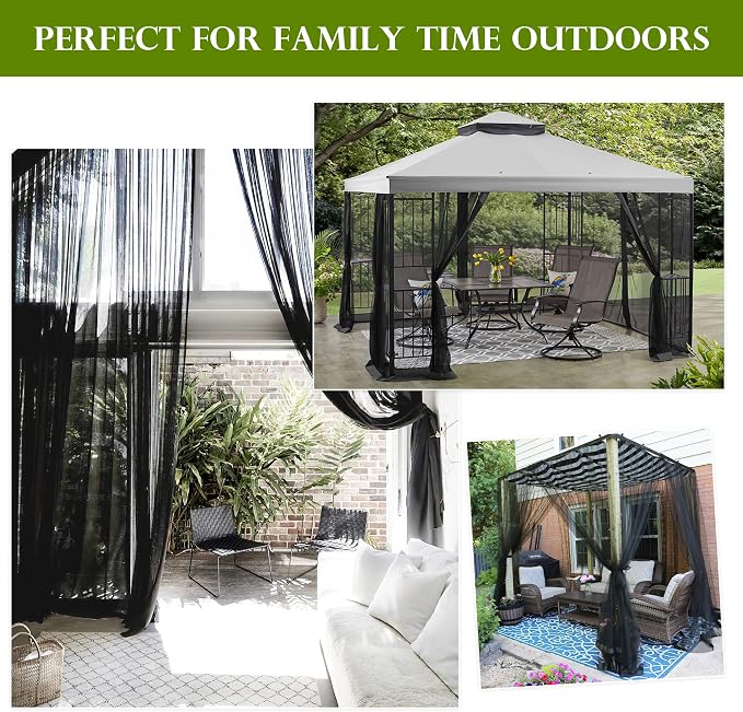 RYB HOME 2 Panels Porch Screen Mesh Outdoor Curtains Lightweight Mosquito - Image 3
