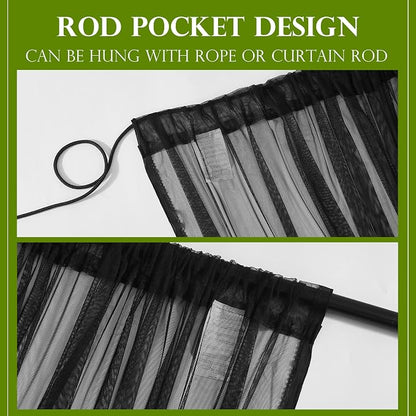 RYB HOME 2 Panels Porch Screen Mesh Outdoor Curtains Lightweight Mosquito - Image 6
