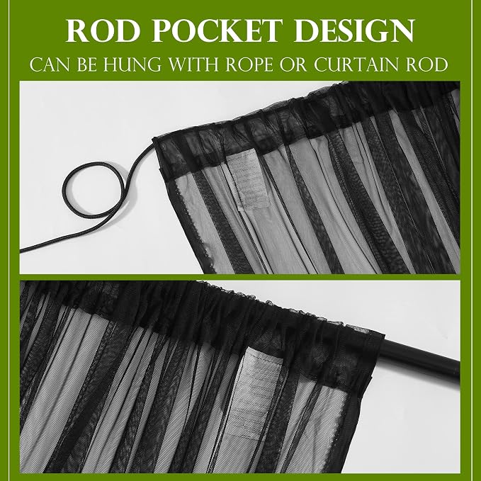 RYB HOME 2 Panels Porch Screen Mesh Outdoor Curtains Lightweight Mosquito - Image 7