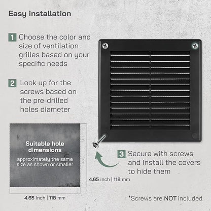 Vent Systems 6'' x 6'' Inch Black Soffit Vent Cover - Image 4