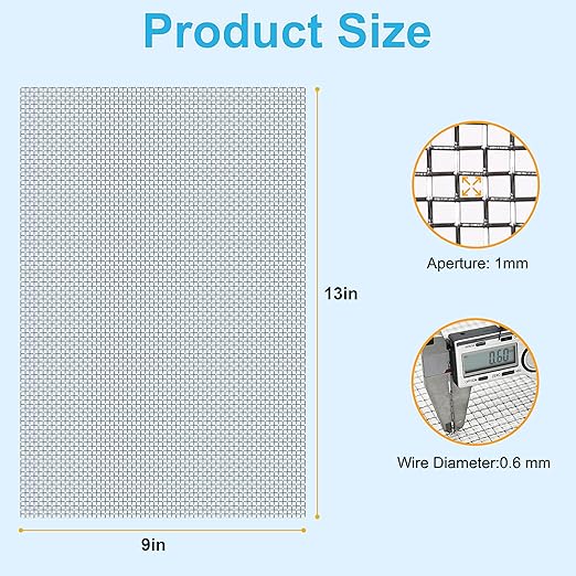 4 Pcs 13x9 20 Mesh 304 Stainless Steel Wire Mesh Sheet, Rustproof Metal Mesh - Image 4