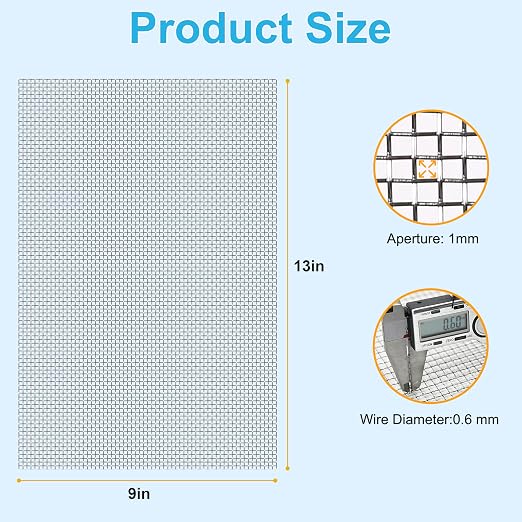 16 Pcs 13x9 20 Mesh 304 Stainless Steel Wire Mesh Sheet, Rustproof Metal Mesh - Image 4